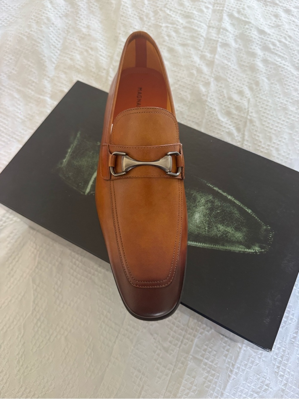 Magnanni Tan/Brown Leather Bit Slip-Ons - Picture 2 of 8